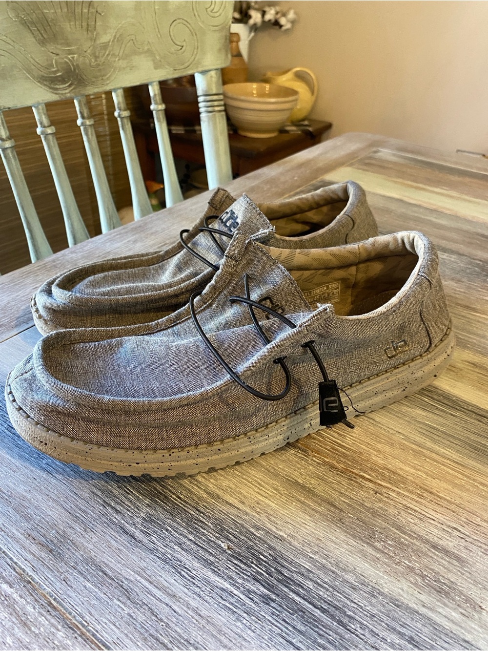 Hey Dude Men's Wally Stretch casual slip-on shoes in a steel gray 12